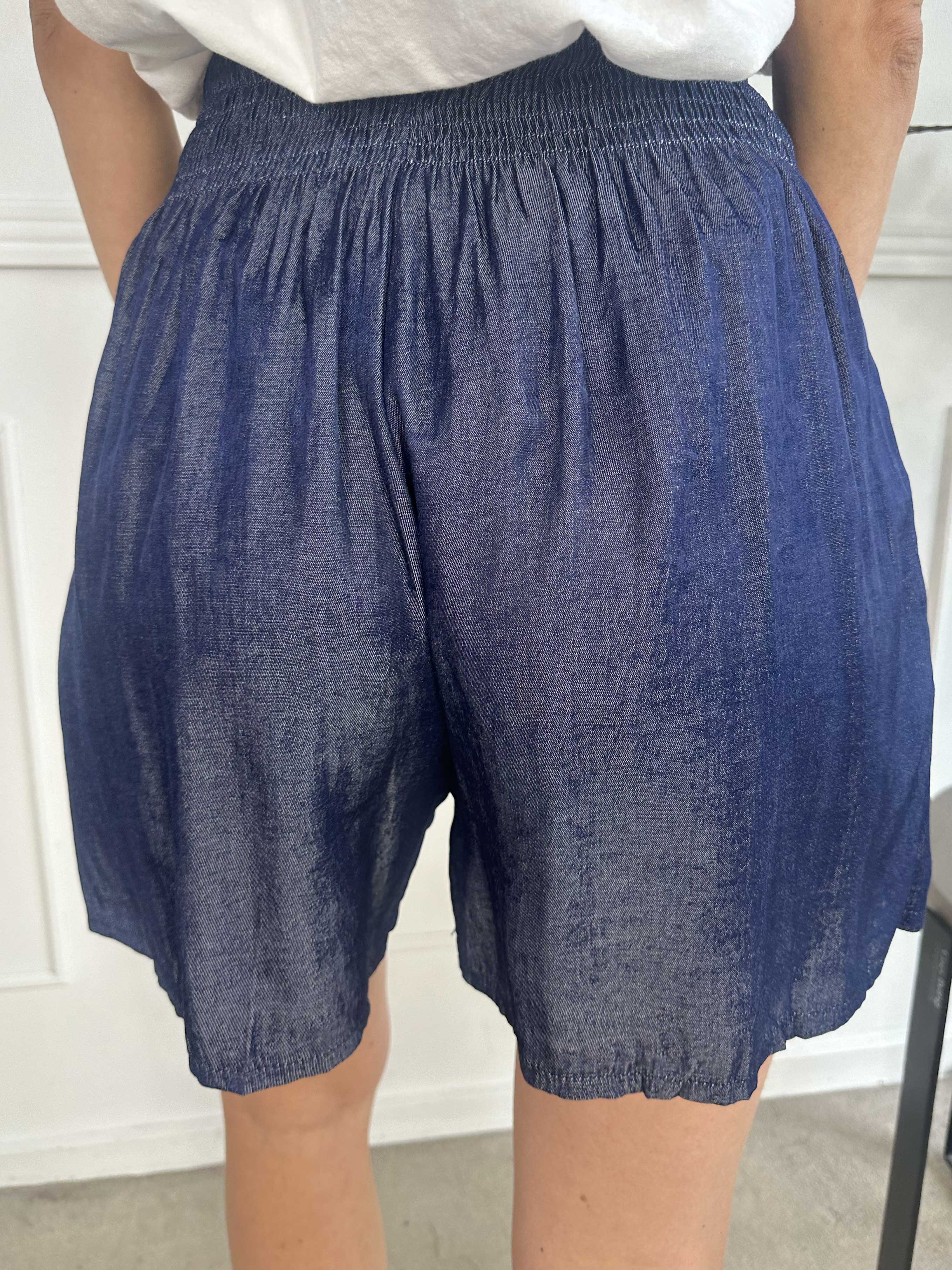 Pams Denim Shorts - Løse shorts med elastikkant i livet